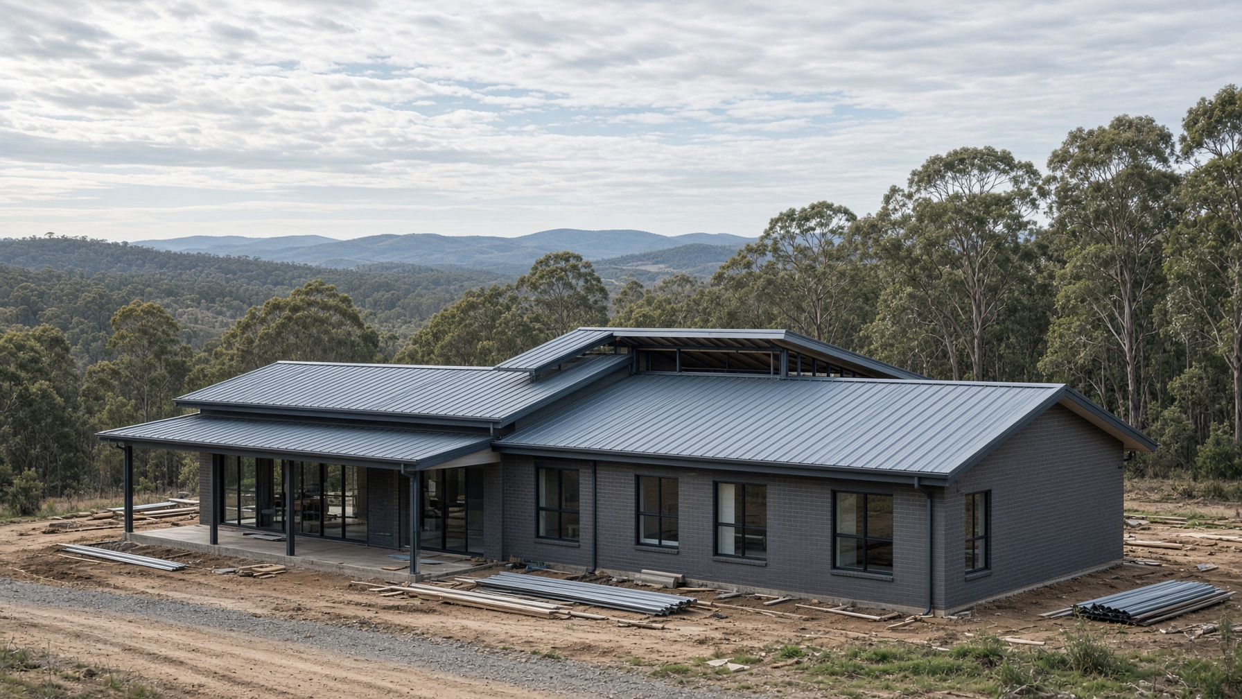 New-build metal roof on a rural Western Australian residential block